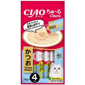 INABA CIAO Pon Churu Пюре-лакомство для кошек, для поддержки костей и суставов, с тунцом Магуро 14 г x 4 шт