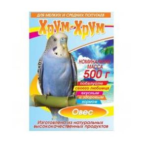 Хрум-хрум ОВЕС Смесь для кормления птиц 500гр для волнистых и средних попугаев РБ