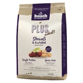 Bosch Plus Straus&Potato (Бош Плюс Страус) - Монопротеиновый корм Страус с картофелем для чувствительных собак, страдающих пищевой непереносимостью и аллергией