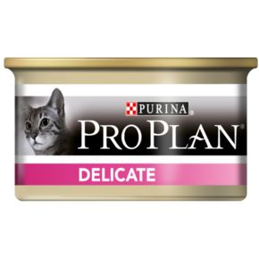 PRO PLAN Delicate для взрослых кошек с чувствительным пищеварением С ИНДЕЙКОЙ (банка) 85 гр.