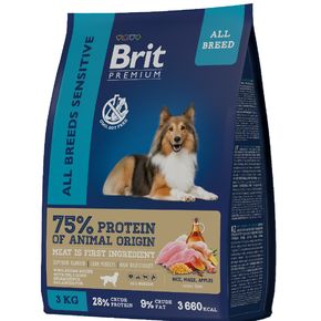 BRIT Premium All Breeds Sensitive Lamb - с ягненком и индейкой для взрослых собак всех пород с чувствительным пищеварением.