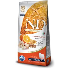 Farmina N&D LOW GRAIN DOG CODFISH & ORANGE ADULT MAXI- для взрослых собак с треской и апельсином
