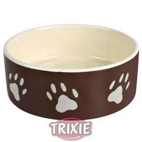 Миска для собаки TRIXIE керамическая с рисунком лапка коричневая