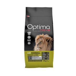 Optimanova CATS HAIRBALL CHICKEN & RICE (Оптима Нова Хэрбалл Чикен) корм для взрослых кошек, для выведения волосяных комочков с курицей и рисом