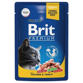 Brit Premium Salmon & Trout - Брит Премиум Влажный корм (паучи) для взрослых кошек Лосось и форель 85 гр