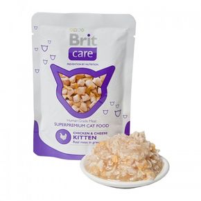 Brit Care Chicken&Cheese Kitten Паучи Курица и сыр для котят, 80 гр