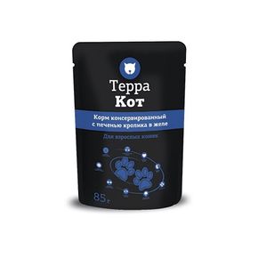 Терра Кот Для взрослых кошек с печенью кролика в желе, 85гр