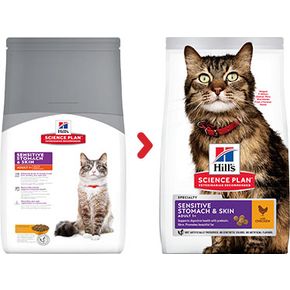 Hill's Science Plan Sensitive Stomach & Skin сухой корм для кошек для здоровья кожи и пищеварения с курицей