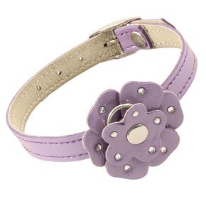 Triol Gamma Ошейник-мини кожаный двойной «Цветок» со стразами, 10мм*250мм