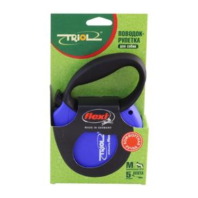 Поводок-рулетка для собак Triol Flexi FDL015 Standard Soft Blue M 5м до 25кг, лента