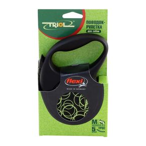 Поводок-рулетка для собак Triol Flexi FDL020 Fun Neon M 5м до 20кг, трос