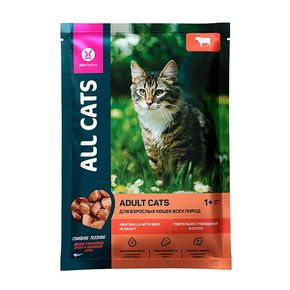 ALL CATS - корм консервированный для кошек тефтельки с говядиной в соусе 0,85 гр.