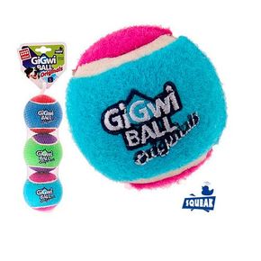 Игрушка GiGwi Теннисный мяч, три мяча с пищалкой, большие, теннисный фетр