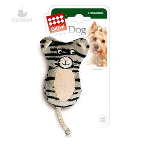 Игрушка GiGwi для собак Кот, с двумя пищалками, плюш