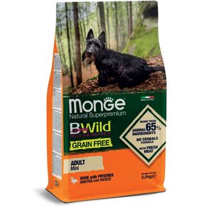 MONGE DOG BWILD GRAIN FREE Line Mini Adult Duck&Potato (Anatra) Утка с картофелем. Беззерновой корм для взрослых собак мелких пород