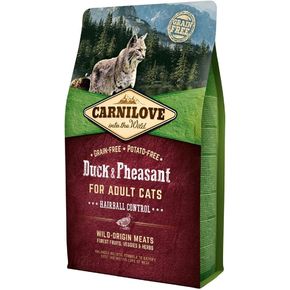 Carnilove Duck & Pheasant for Adult Cats - Hairball Control -беззерновой корм с мясом утки и фазана для вывода комков шерсти у взрослых кошек.