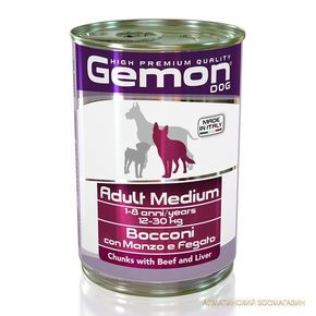 GEMON DOG MEDIUM ADULT BEEF/LIVER 415 гр Консервированный корм для собак средних пород (говядина/печень)