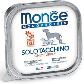 MONGE DOG SOLO TURKEY Монопротеиновый консервированный корм для собак с индейкой