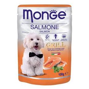 MONGE GRILL POUCH SALMON Влажный корм для собак с лососем.