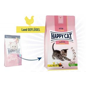 Happy Cat Kitten Land-Geflügel 37,5/21 для котят от 5 недель до 6 месяцев с птицей и лососем, без злаков