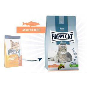Happy Cat Indoor Atlantik-Lachs (Лосось) 34/12 - для взрослых кошек, живущих дома с лососем