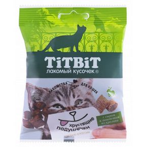 TITBIT Хрустящие подушечки с паштетом - Лакомство для кошек,30 гр