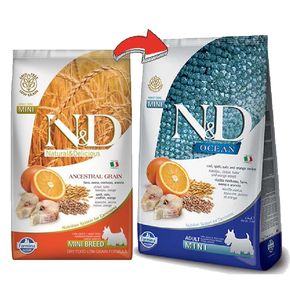 Farmina N&D LOW GRAIN DOG CODFISH & ORANGE ADULT MINI OCEAN - низкозерновой для взрослых собак мелких пород с треской и апельсином