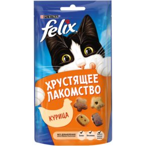 Хрустящее Лакомство Felix для взрослых кошек с курицей, пауч, 20г