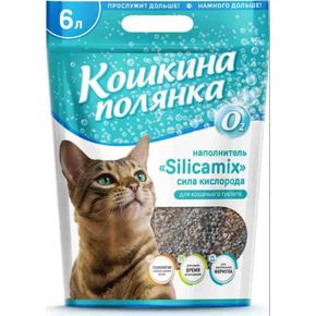 Наполнитель для кошачьего туалета Кошкина Полянка Silicamix Сила кислорода впитывающий