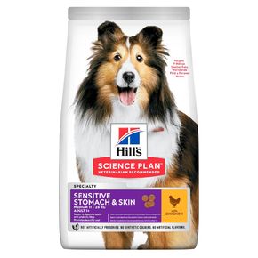 Hill's Science Plan Canine Sensitive Stomach & Skin для взрослых собак мелких пород с чувствительной кожей и/ или пищеварением, с курицей.