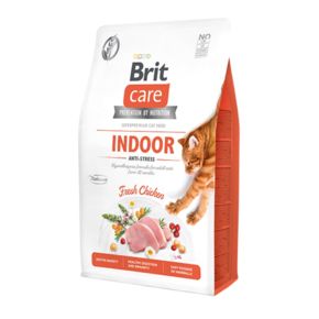 Brit Care Cat Grain Free Indoor Anti-stress «Антистресс» - гипоаллергенный корм со свежим мясом курицы для взрослых кошек, живущих в помещении.