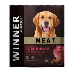 Winner Meat (Виннер) Корм сухой с сочной говядиной для взрослых собак средних и крупных пород