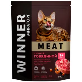 Winner Meat Корм сухой с сочной говядиной для взрослых кошек старше 1 года