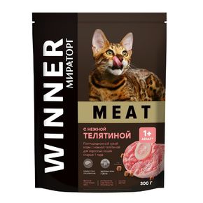 Winner Meat Корм сухой с нежной телятиной для взрослых кошек старше 1 года
