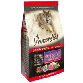 PRIMORDIAL HOLISTIC GRAIN-FREE DOG Adult Mini Sardine & Goose Для взрослых собак мелких пород с сардиной и гусём (сардина - 35%, гусь - 25%)