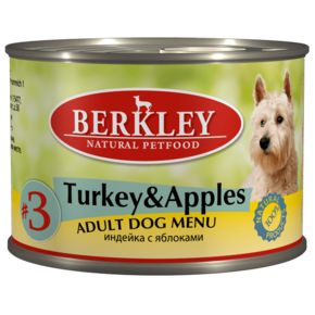 Berkley ORIGINAL Adult Turkey & Apples №3 - Консервы Беркли для взрослых собак индейка с яблоком