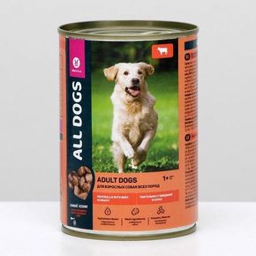 ALL DOGS Консервированный корм для взрослых собак всех пород Тефтельки с индейкой в соусе, банка, 415 г