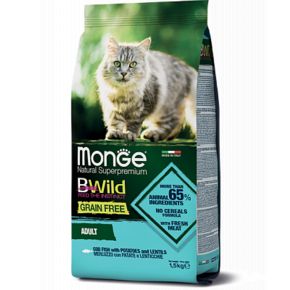 MONGE BWild Cat Grain Free COD FISH & POTATOES Корм беззерновой для кошек треска, картофель,чечевица