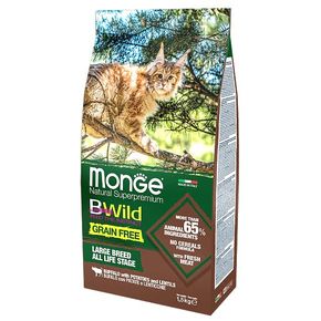 MONGE BWild Cat Grain Free LARGE BUFFALO & POTATOES Корм для кошек крупных пород с мясом буйвола беззерновой