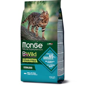 MONGE BWild Cat Grain Free Sterilized TUNA Корм для стерилизованных кошек с тунцом беззерновой