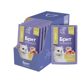 Brit Premium Trout - Брит Премиум Влажный корм Пауч (желе) для взрослых кошек с форелью, 85 г