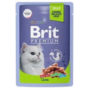 Brit Premium Lamb - Брит Премиум влажный корм Пауч (желе) для взрослых кошек с ягненком, 85 г