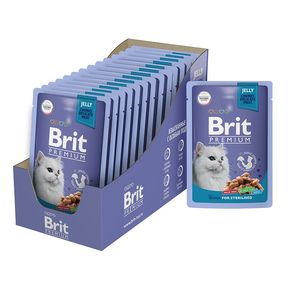 Brit Premium QUAIL Sterilised - Брит Премиум Влажный корм Пауч (желе) для взрослых стерилизованных кошек с перепелкой, 85 г
