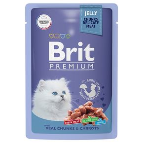Brit Premium KITTEN Veal &Carrots Брит Премиум Влажный корм Пауч (желе) для котят Телятина с морковью, 85 г
