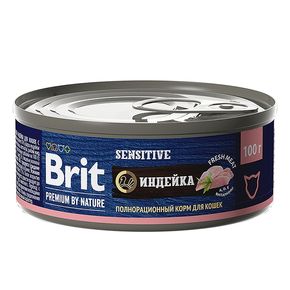 Brit Premium by Nature консервы с мясом индейки для кошек с чувствительным пищеварением 100 гр