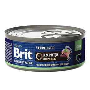 Brit Premium by Nature консервы с мясом курицы и печенью для стерилизованных кошек 100 гр