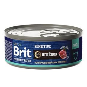 Brit Premium by Nature консервы с мясом ягнёнка для кошек с чувствительным пищеварением 100 гр