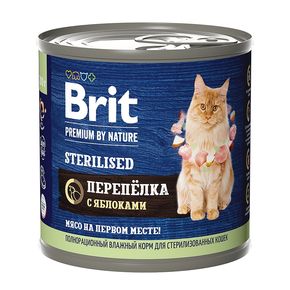 Brit Premium by Nature консервы с мясом перепёлки и яблоками для стерилизованных кошек 200 гр
