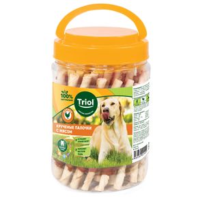 Triol Крученые палочки с курицей для собак, 340г (банка)