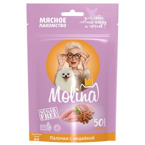 Molina Лакомство для собак мелких пород и щенков Палочки с индейкой, 50 г